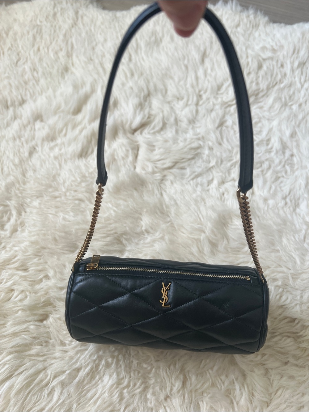 NIB YSL Saint Laurent Black Quilted Leather Tube Shoulder Bag with Gold Hardware - Picture 3 of 11